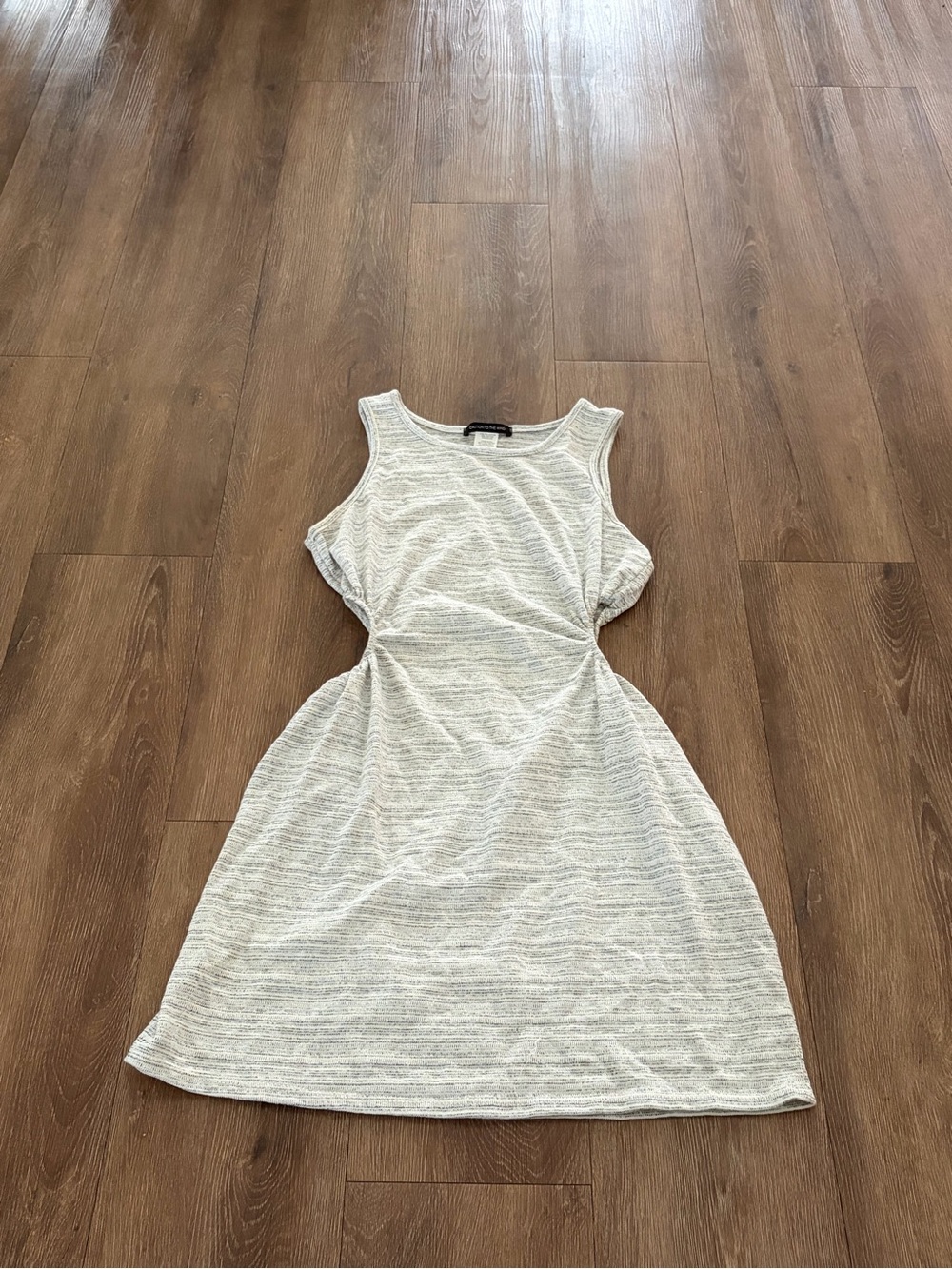 Sleeveless Cream Knit Cutout Waist Dress small